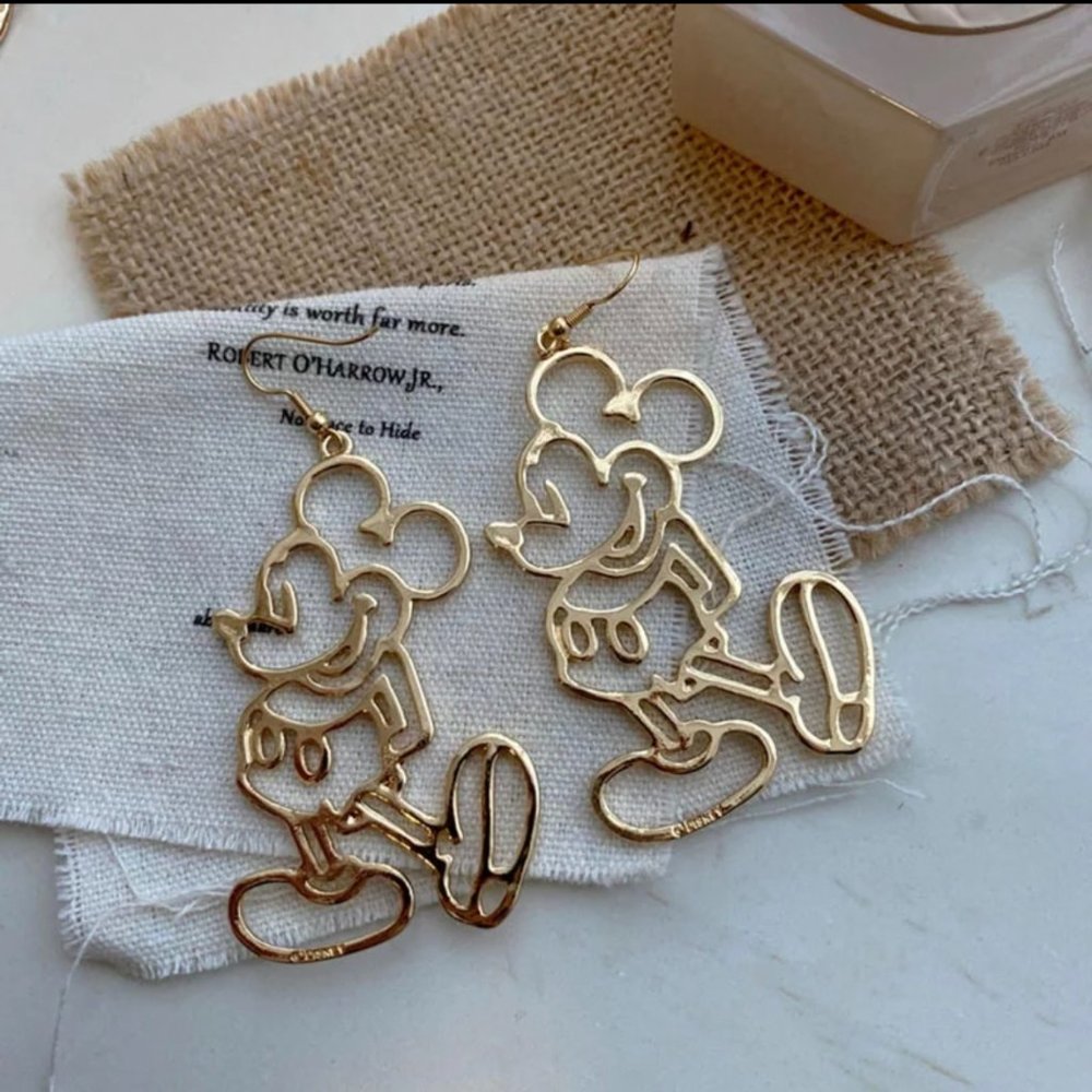 Gold mickey mouse earrings